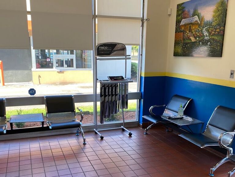 Waiting area inside shop