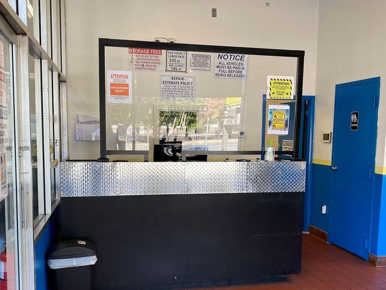 Front desk with plexiglass for safety